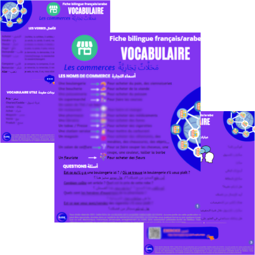 FICHE VOCABULAIRE PDF à télécharger Bilingue français/arabe – Les commerces